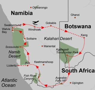 Reisekarte: Namibia_Botswana_Suedafrika_Vom_Kgalagadi_Zur_Namibi_Wueste